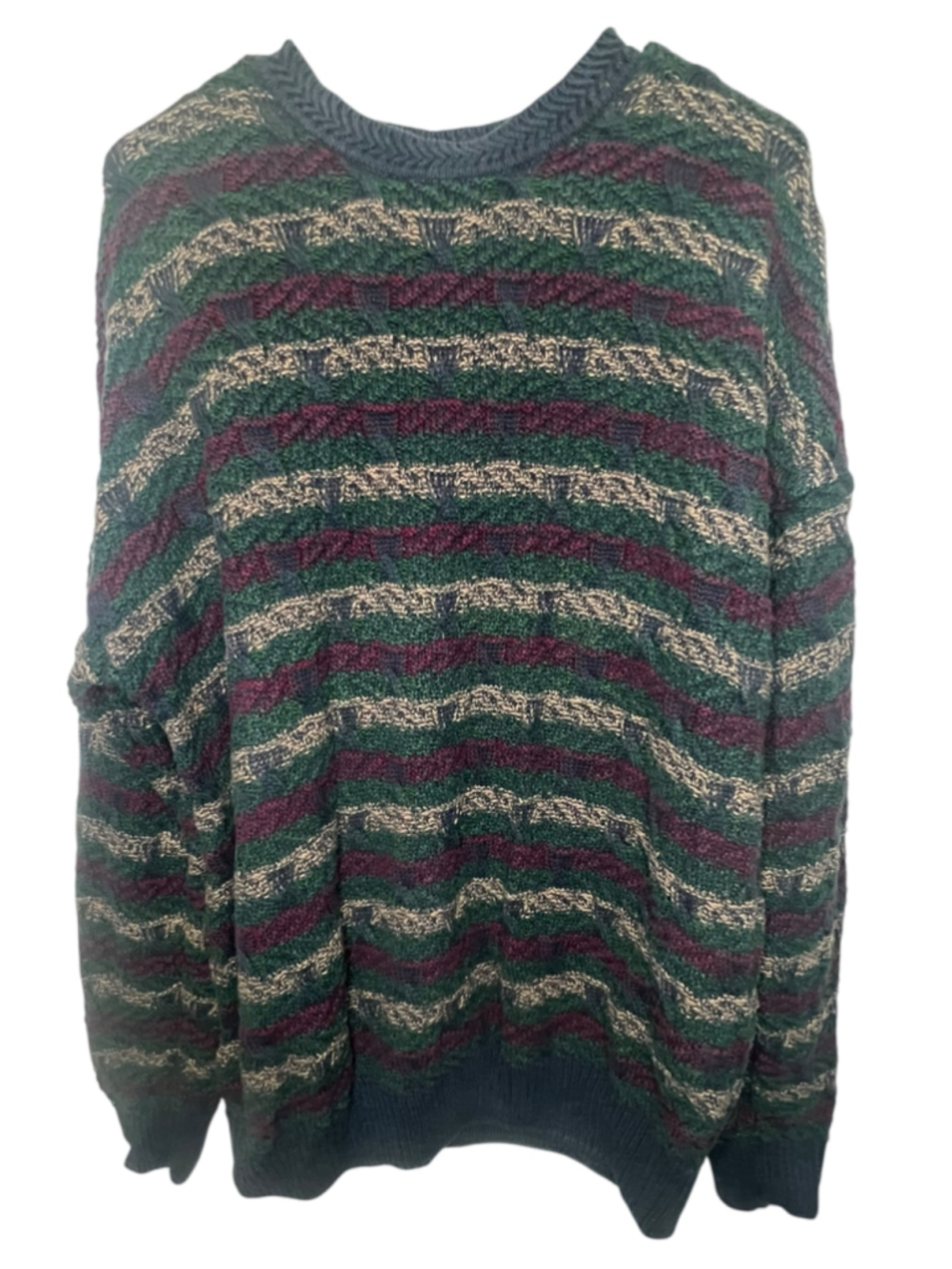 Hill & Archer Vintage Slouchy Striped Knit Long Sleeve Pullover Sweater